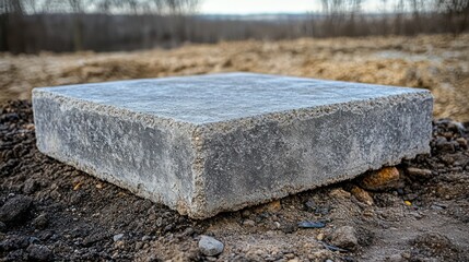 Stone slab sits on dirt, ready for landscaping projects