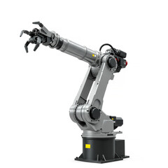 Robot arm against white background