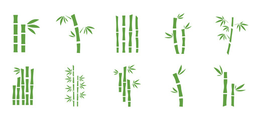 Vector bamboo icons. Signs for material or logo. Vector isolated on white
