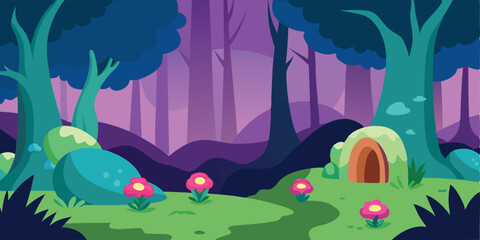 Cartoon secret fairy forest background vector illustration