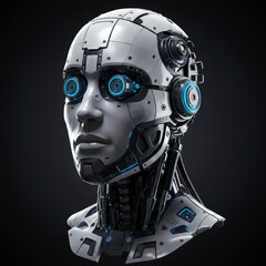 Robotic Man Head isolated on a white_1.jpg, Robotic Man Head isolated on a white