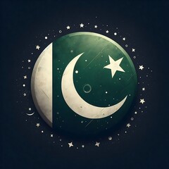 Naklejka premium Elegant Image of Circular Pakistan Flag Illustration for Independence Poster