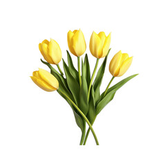 Naklejka premium Vibrant Bouquet of Yellow Tulips on Transparent Background