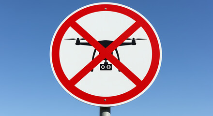 Obraz premium No Drone Zone Sign Against Clear Blue Sky 