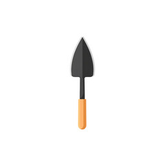 Gardening Hand Trowel with Orange Wooden Handle - Flat Design Illustration