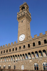 Palazzo Vecchio Tower and Clock in Florence, Italy