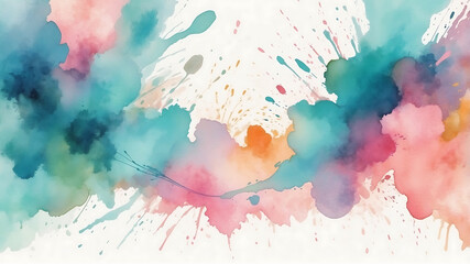 Obraz premium Vibrant Watercolor Splashes Create a Whimsical Abstract Design