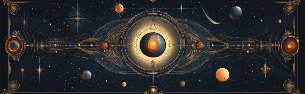 A dark background provides the sophisticated setting for the Great Gatsby deco frame collection, which showcases golden outlines and elegant geometric borders consisting of arches, fan motifs, and