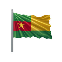 Waving Flag of Burkina Faso on a Flagpole Against a Transparent Background
