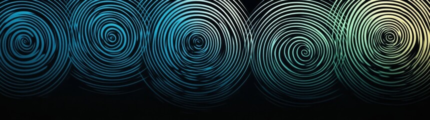 A black background isolates abstract wireframe landscapes in a modern illustration that incorporates neon grid patterns, hills, portal perspective, and uneven terrain with mesh texture and retro wave