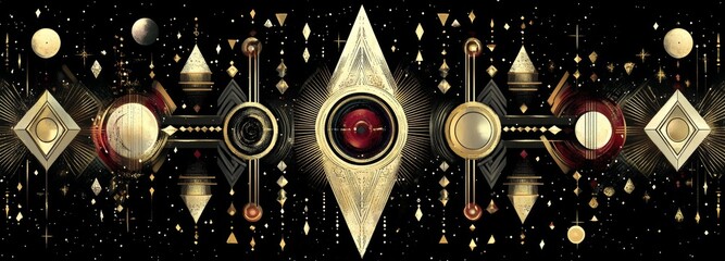 A collection of Great Gatsby deco frames showcases gold geometric borders on a black background, defined by a minimalist art nouveau style with metallic outlines, perfect for adding a touch of luxury