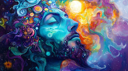Surreal dreamscape with ethereal elements and vibrant colors, capturing the essence of fantasy and imagination in an abstract composition. etherealism. illustration. Dreamspike Core. Illustration