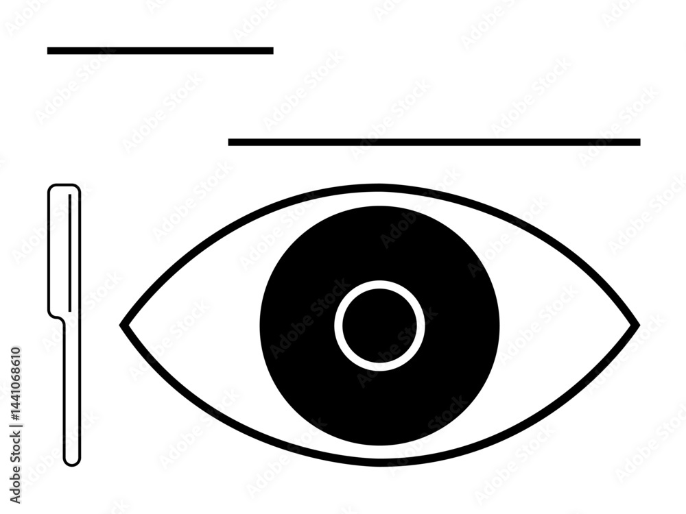 Aufkleber simplistic eye outline with bold black lines surrounded by minimal linear shapes and patterns. ideal