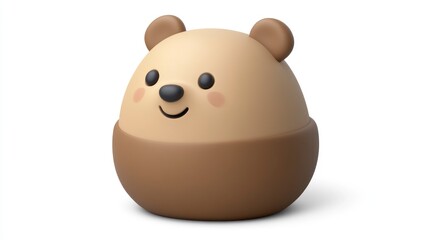 Adorable 3D Bear Toy with a Happy Expression Perfect for Childrens Room Decor Playtime and