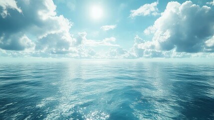 A view of the ocean horizon under a dramatic sky, Ocean, Expansive and peaceful