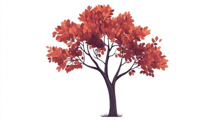 Autumn tree, vibrant leaves, white background, nature illustration, website design