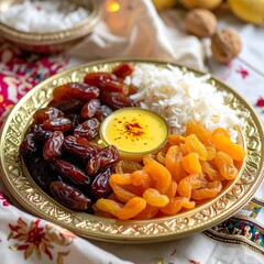 Elegant Image of Golden Fire Temple at Sunset for Parsi New Year Religious Poster