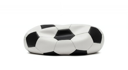 Deflated Soccer Ball with Black and White Panels Isolated on White Screen Backdrop Representing Loss in a Clean Studio Environment Ideal for Reuse Recycle Promotion Ads and Decoration