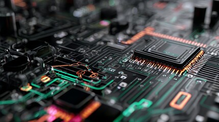 Obraz premium Circuit board closeup. Technology background