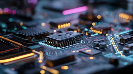 Circuit board closeup. Technology background