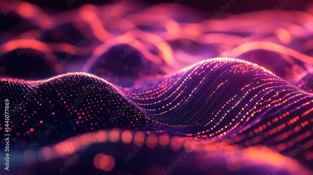 Poster abstract undulating network with illuminated nodes