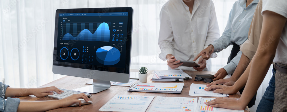 Aufkleber business data dashboard provide brisk business intelligence analytic for marketing strategy planning