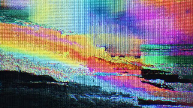 Digital glitch on vintage CRT screen