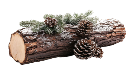 Yule Log for Christmas and Holiday Celebrations - Isolated on White Background