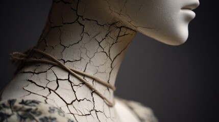 Cracked clay skin on mannequin