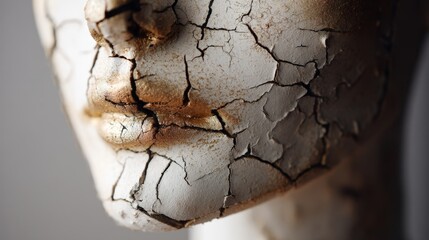 Cracked clay skin on mannequin