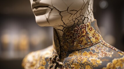 Cracked clay skin on mannequin