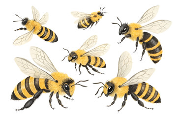 bee, set of honey bees 