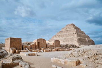 Saqqara, Egypt - January 2, 2024: The Pyramid of Djoser (or Djeser and Zoser), or Step Pyramid in...