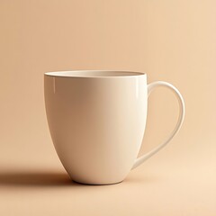 White Mug with Beige Background. (7)