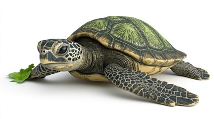 Obraz premium A detailed illustration of a sea turtle with vibrant green shell perfect for nature and wildli