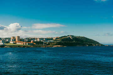 Panoramic landscape from Ensenada del Orzán. La Coruña, Spain.