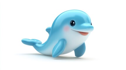 Obraz premium A cheerful cartoon dolphin with a friendly smile perfect for childrens content and educationa