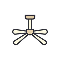 Electric fan colored icons, minimalist vector illustration ,simple transparent graphic element .Isolated on white background