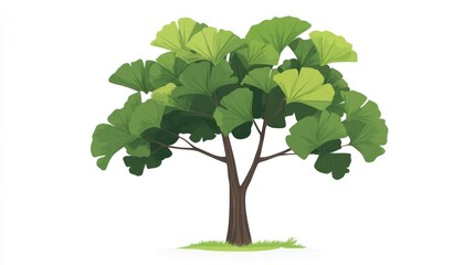 Obraz premium Ginkgo tree illustration, isolated on white. Plants