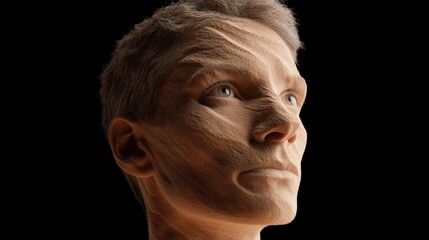 Close-up portrait of a man's face. the man appears to be in his late 40s or early 50s, with short, light-colored hair and a serious expression.