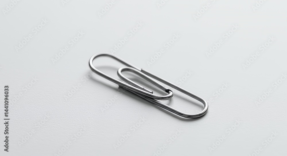 Poster isolated silver paperclip on white background symbolizing fragility and connection in minimalist sty