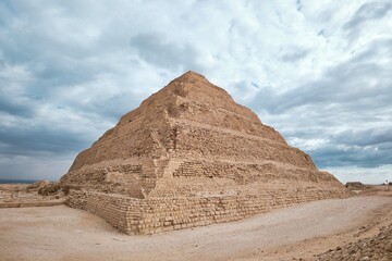 Saqqara, Egypt - January 2, 2024: The Pyramid of Djoser (or Djeser and Zoser), or Step Pyramid in...
