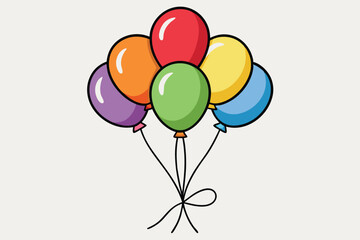 Bright assortment of colorful balloons tied together, perfect for celebrations and events, ideal for party invitations or festive designs
