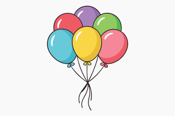 Bright assortment of colorful balloons tied together, perfect for celebrations and events, ideal for party invitations or festive designs