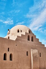 Luxor, Egypt - December 26 2023: New Gourna Village Mosque designed by Hassan Fathy