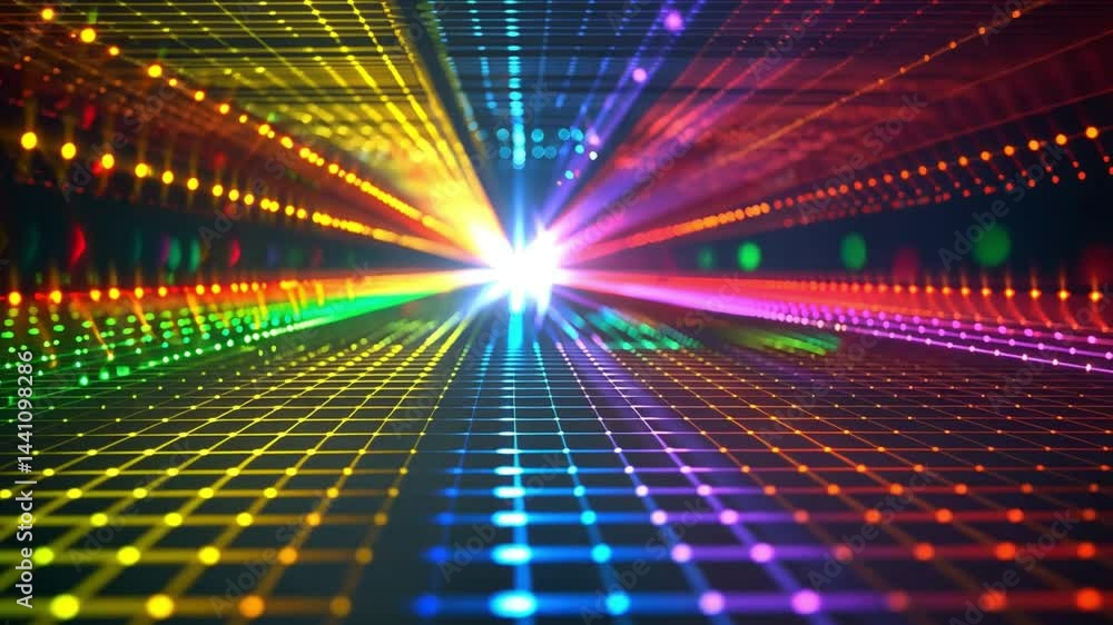 Poster vibrant energy an abstract design of colorful lights and geometric patterns illuminating visual spec