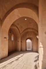 Luxor, Egypt - December 26 2023: New Gourna Village Mosque designed by Hassan Fathy