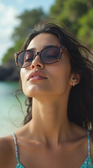 Asian Woman with Her Sunglasses on in the Galápagos Islands