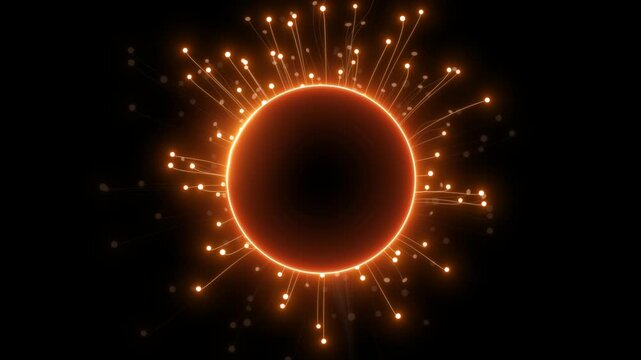 Abstract Network Background Loop&ndash; Big Data Flow, Blockchain, AI, Digital Technology, Internet Connection, Logo Placeholder.