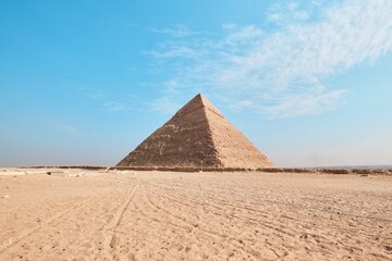 Giza, Egypt - December 24 2023: Pyramid of Khafre (also read as Khafra, Khefren)